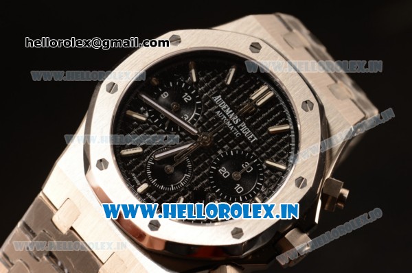 Audemars Piguet Royal Oak Chrono 316L Solid Steel Black Clone AP3126 Automatic 26331OR.OO.1220OR.01 - Click Image to Close